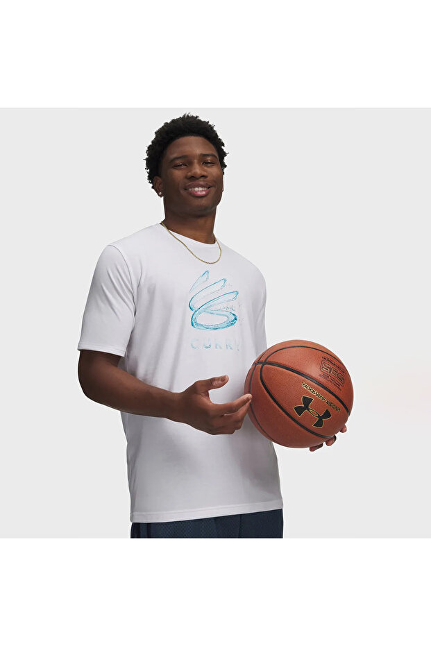 Curry Splash Wordmark Men's White Polo Neck T-Shirt
