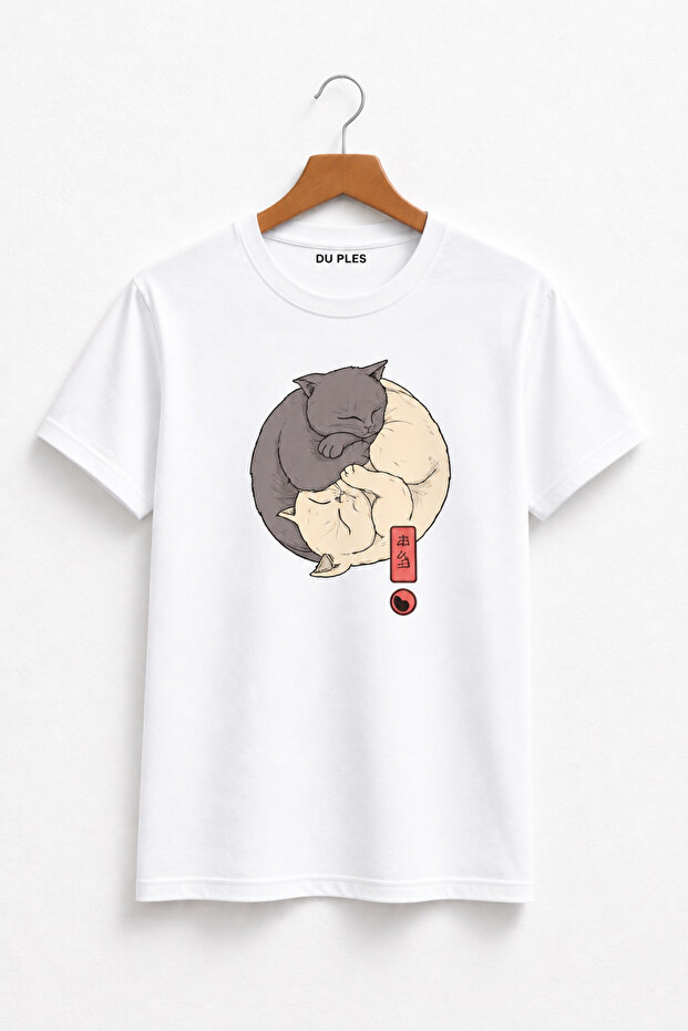 Women's Clothing Anime Cat Printed Combed Cotton Oversize T-Shirt