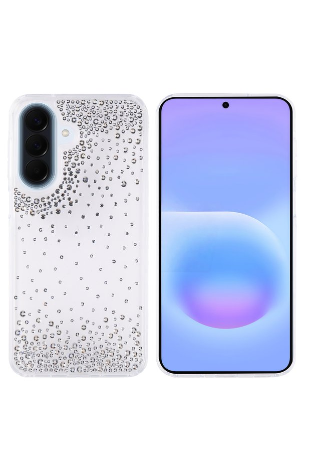 Galaxy A37 Case Camera Raised Silvery Drop Stone Silicone