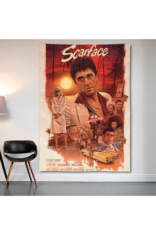 Scarface Wall Covering Wall Tapestry First Quality Satin Fabric Poster