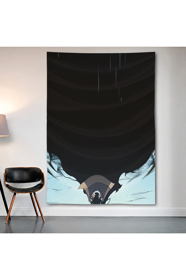 Minimal Ocean Silhouette Wall Covering Wall Tapestry First Quality Satin Fabric Poster