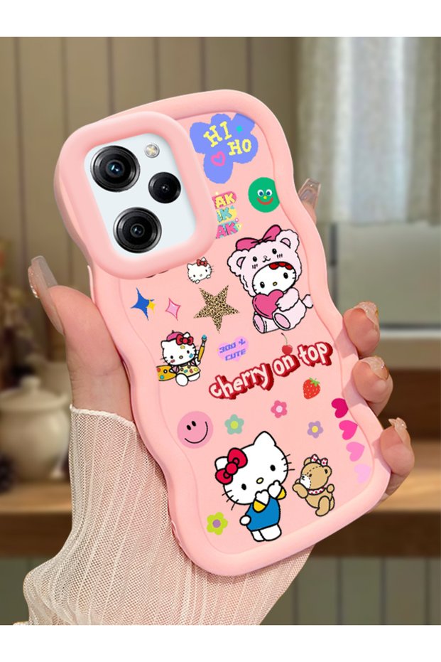 Poco X5 Pro 5g Compatible Case Camera Protector Pink Silicone Couple Phone Case Kitty Pattern