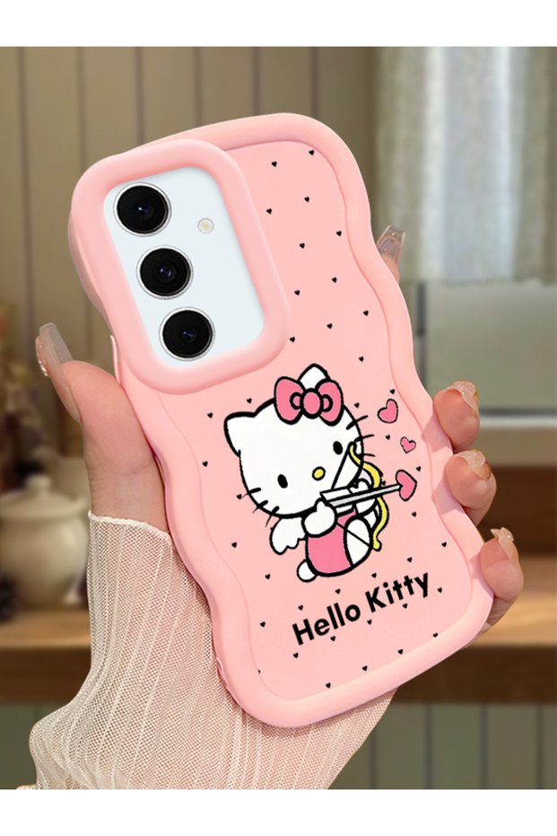 Samsung Galaxy S24 Fe Compatible Case Camera Protector Pink Silicone Couple Phone Case Kitty Pattern