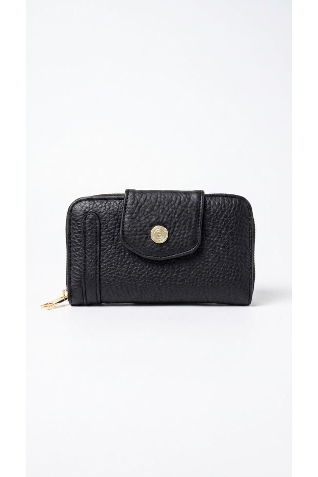 Women's Medium Size Multi-Compartment Zippered Card Holder Wallet with Magnet