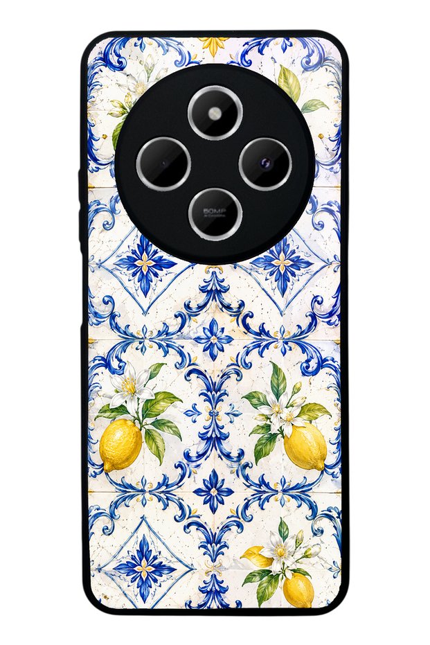 Xiaomi Redmi 14C Glossy Phone Case with Sapphire Lemon Tiles Design