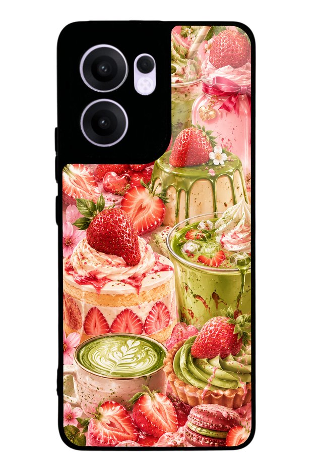 Oppo Reno 13F Strawberry Matcha Fantasy Design Glossy Phone Case