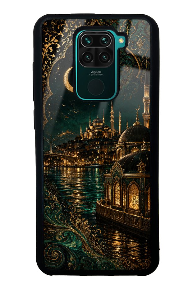 حافظة هاتف لامعة بتصميم قصر بوسفوروس الزمردي لهاتف Xiaomi Redmi Note 9