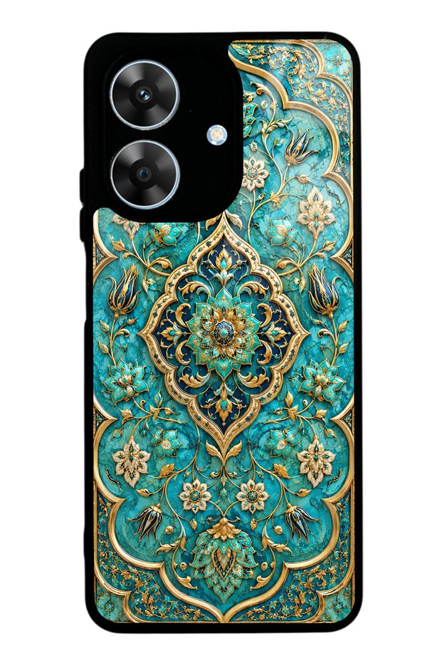 Realme Note 60 Glossy Phone Case with Turquoise Ottoman Jewel Design