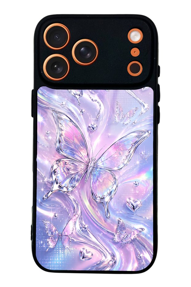 iPhone 17 Pro Iridescent Dream Butterfly Design Glossy Phone Case