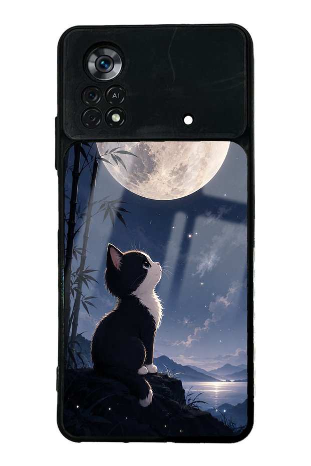 Xiaomi Poco X4 Pro Moon Guardian Kitty Design Glossy Phone Case