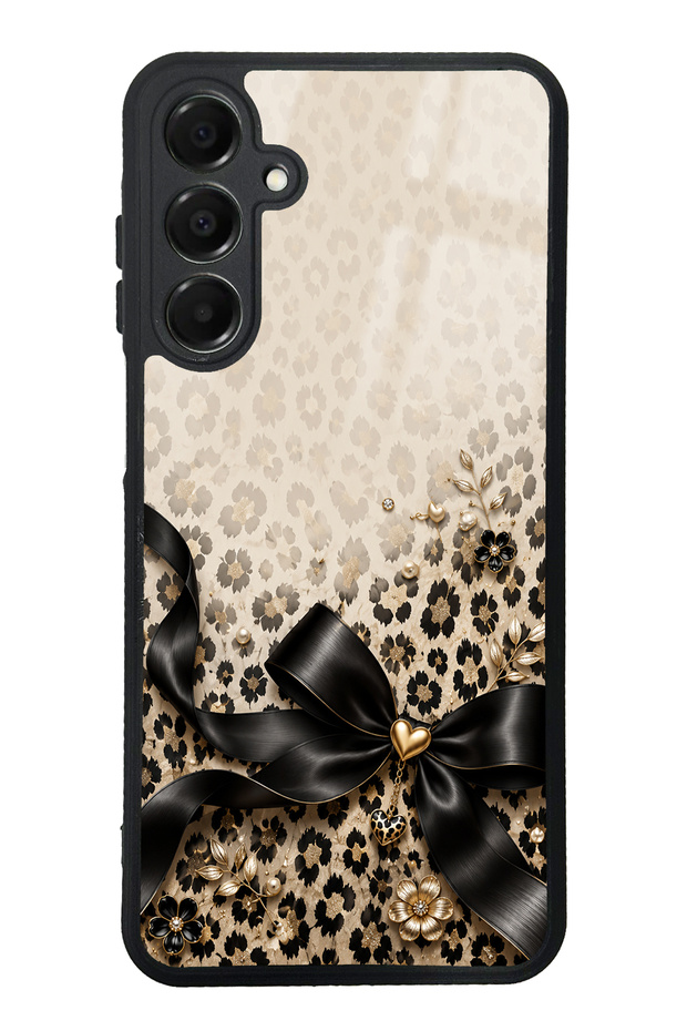 Samsung A16 Golden Leopard Bow Design Glossy Phone Case