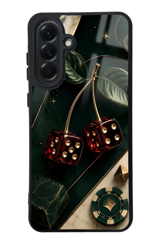 Samsung A56 Emerald Casino Cherry Design Glossy Phone Case