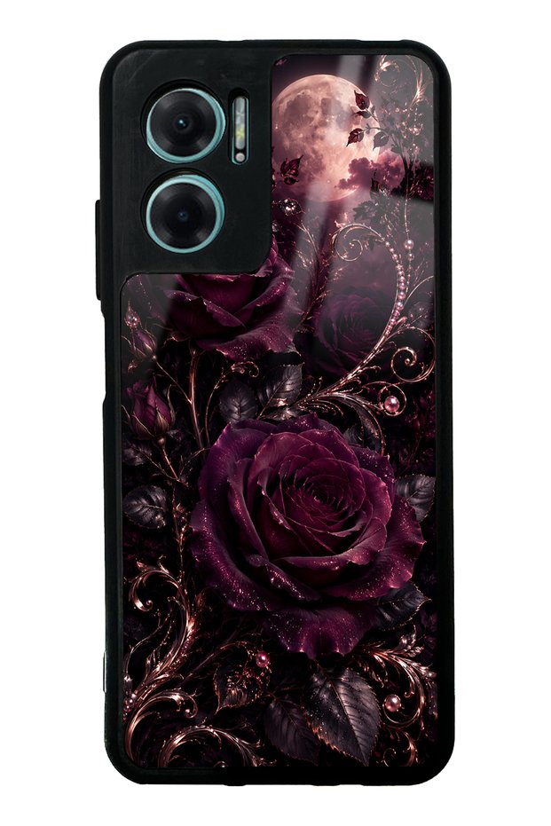 Xiaomi Redmi Note 11E Moonlit Burgundy Rose Design Glossy Phone Case