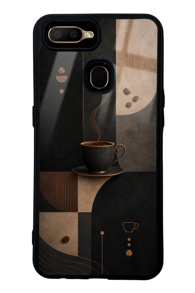 Oppo A5S Glossy Phone Case with Black Mocha Coffee Design