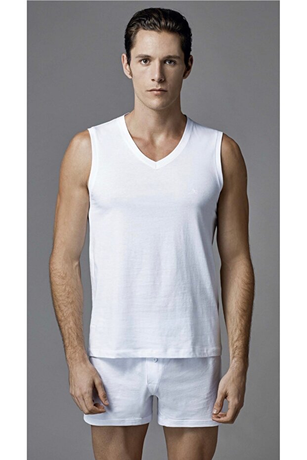 Men's Athlete, Combed Cotton V-Neck Sleeveless T-Shirt 2-Pack, %100 Cotton, Men's Underwear