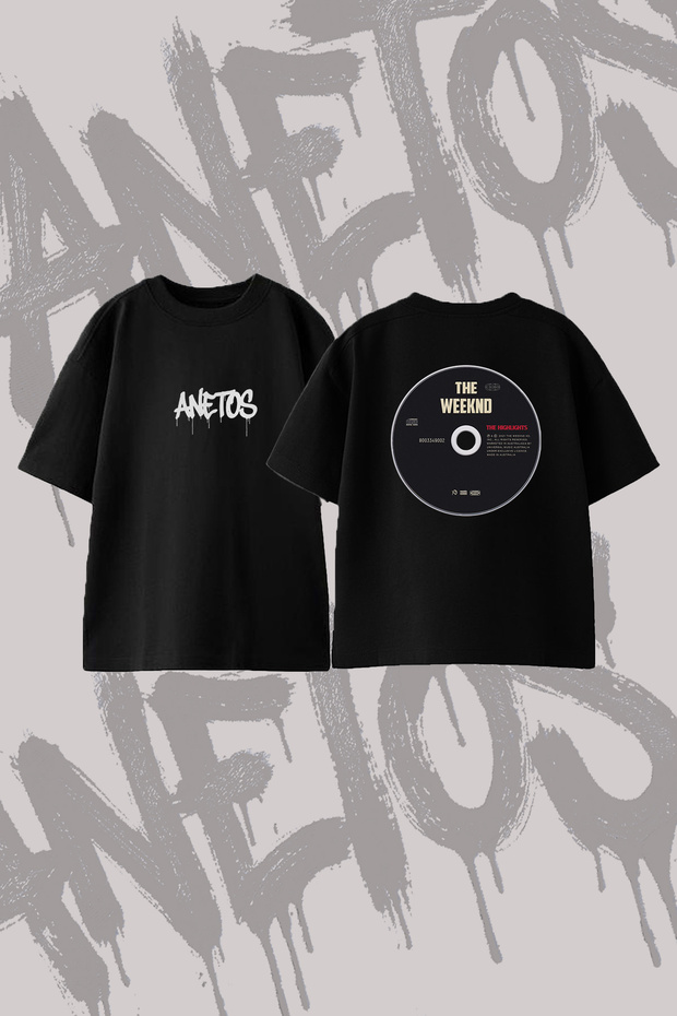 The Weeknd Highlights Design Back Printed Cotton Black Oversize T-Shirt
