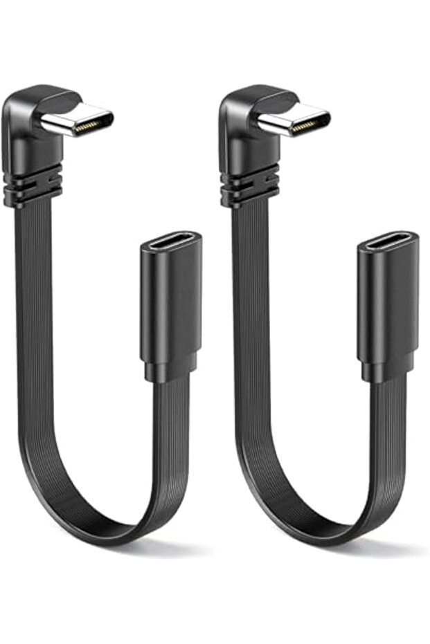 2Pcs TYPE-C Extension Cable, USB C to USB C Cable, Elbow 66W Fast Charging Cable Data Cable