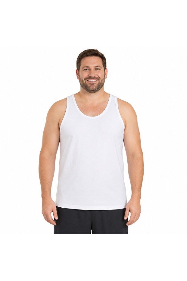 فانلة داخلية رجالية بيضاء بدون أكمام مقاس 2XL، 75×50 سم