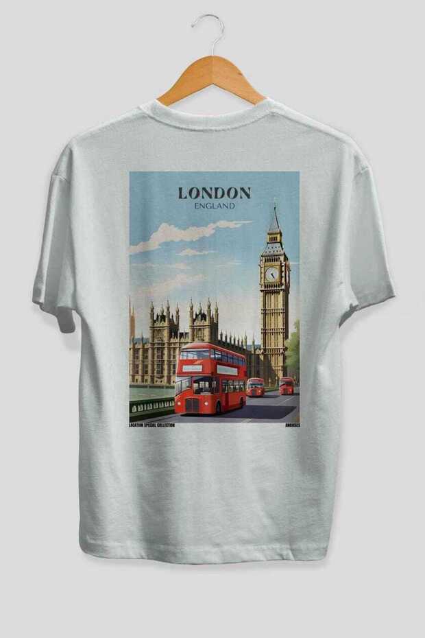 London England 2 White Oversize Country City Back Printed Unisex T-Shirt 100% Cotton Premium