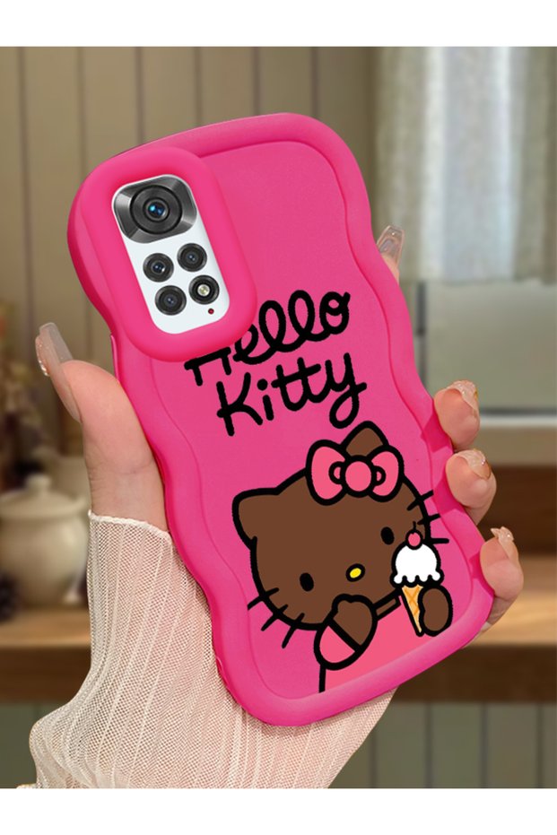 Redmi Note 11 Compatible Case Camera Protector Red Silicone Couple Phone Case Kitty Pattern