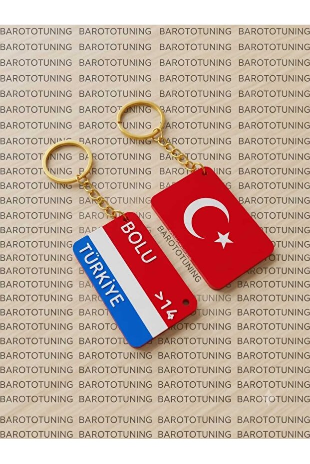 Bolu 14 Provinces Keychain Double Sided Reversible Face Mighty Moon Star Our Turkish Flag 3D Design
