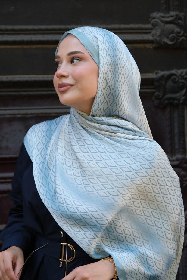 V Monogram Silk Voile Shawl-Mint Green