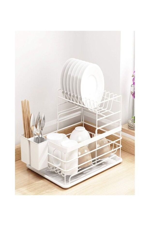 Dish Drying Stand Storage Rack White 12.6x16.9x10.6inch