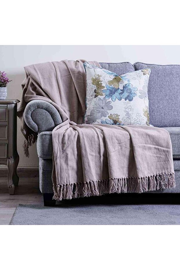 Barcela Solid Throw With Fringes 150x200cm-Ivory