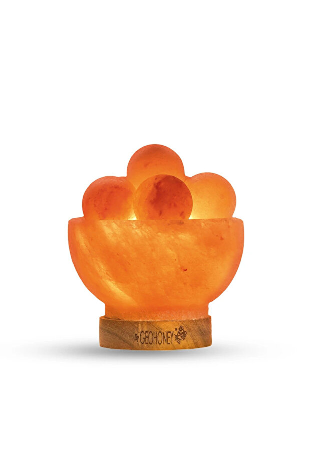 Himalayan Salt Fire Bowl Lamp with Crystal Balls