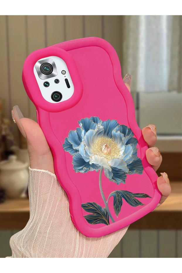 Redmi Note 10 Pro Compatible Case Camera Protector Red Silicone Couple Phone Case Floral Pattern