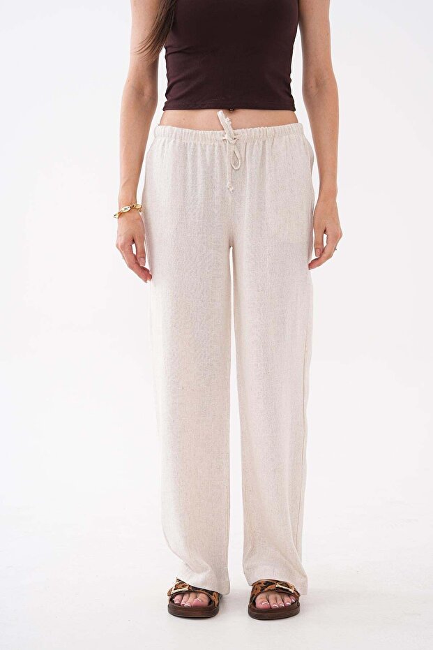 Women's Elastic Waist Linen Trousers
