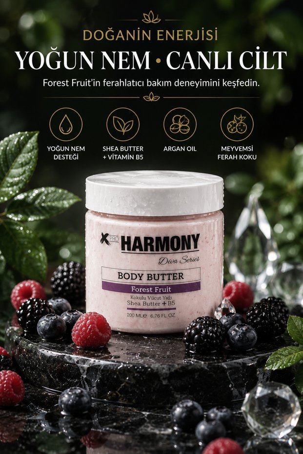 Fruit Body Butter 200 ml | Intensive Moisturizing Body Care Cream Containing Shea Butter + Vitamin B5 + Argan Oil