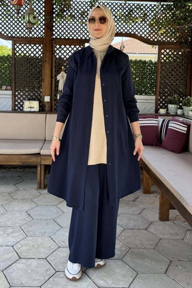 Pearl Trousers Suit Navy Blue