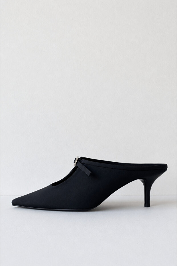 Women's Pointed Toe Buckle Heeled Slippers | Miya