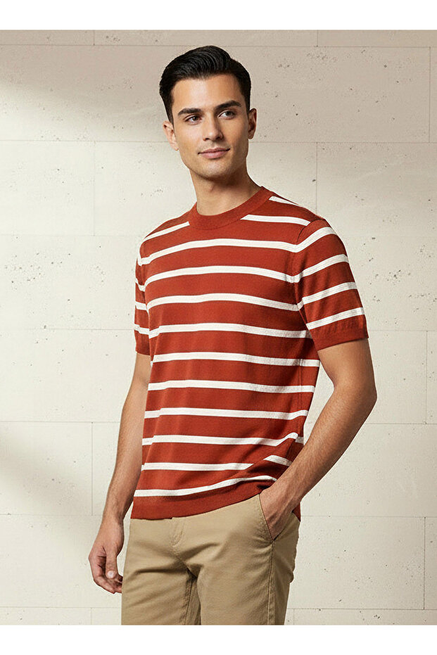 STRIPE KNITTED CREW TEE