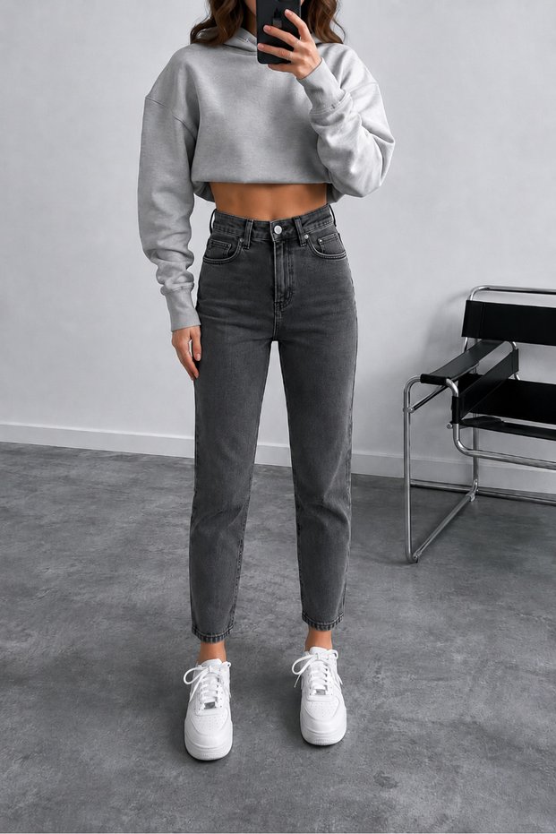 Smoked Mom Jeans Casual Comfortable Women's Pants (New Season) (2026)