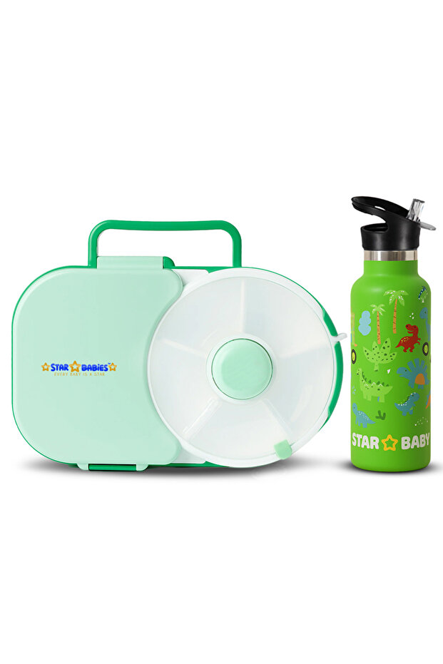 Kids Spinner Lunch Box & 500ml Water Bottle Jungle Edition Combo Set