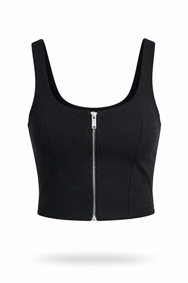 Black Zippered Bustier 17778