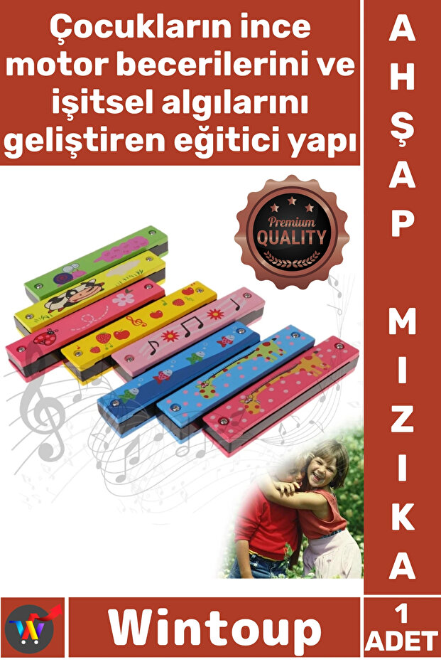 # Harmonica Quality Educational Musical Instrument Colorful Design Providing Rhythm Development for Children Sturdy Wooden Harmonica