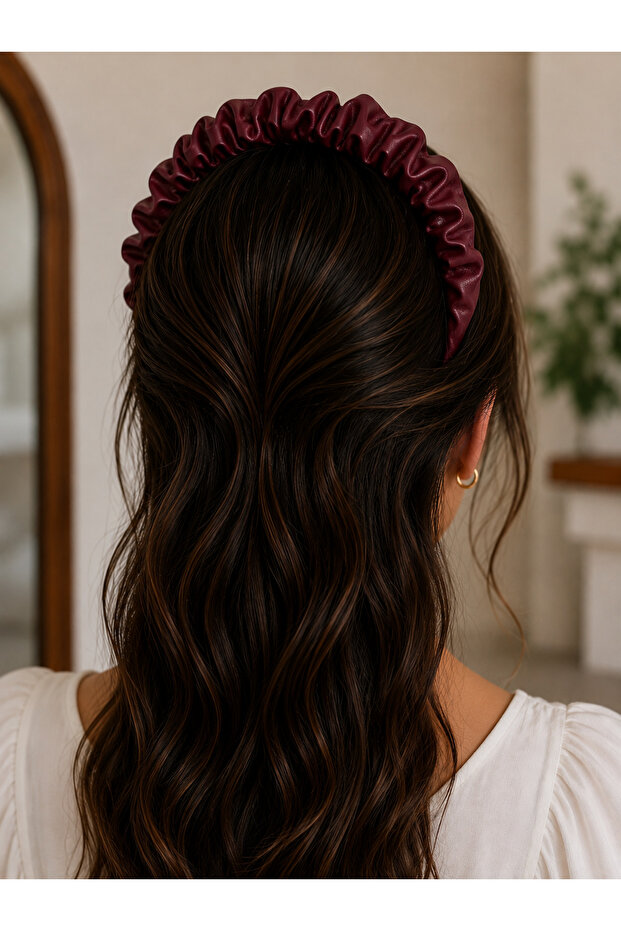 Women's Drawstring Leather Look Crown – Casual and Stylish Hairband