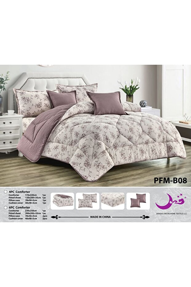 مفرش سرير قطن نفر -4 قطع -ناعم وبارد - سهل الغسيل -قياس 170*220