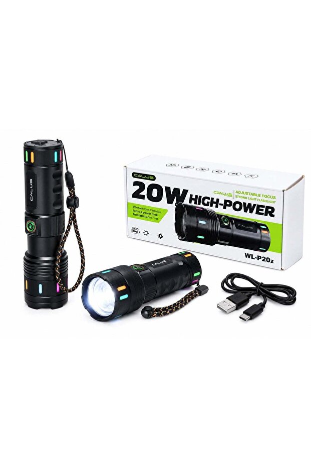 CALLUS WL-P20Z 20W Rechargeable Zoom Flashlight & Type-C Charging