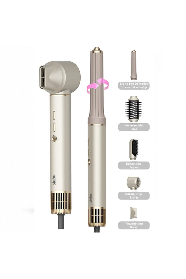 Sinbo Air Brush Hair Styling Device - 5 Heads - Rose Gold Color