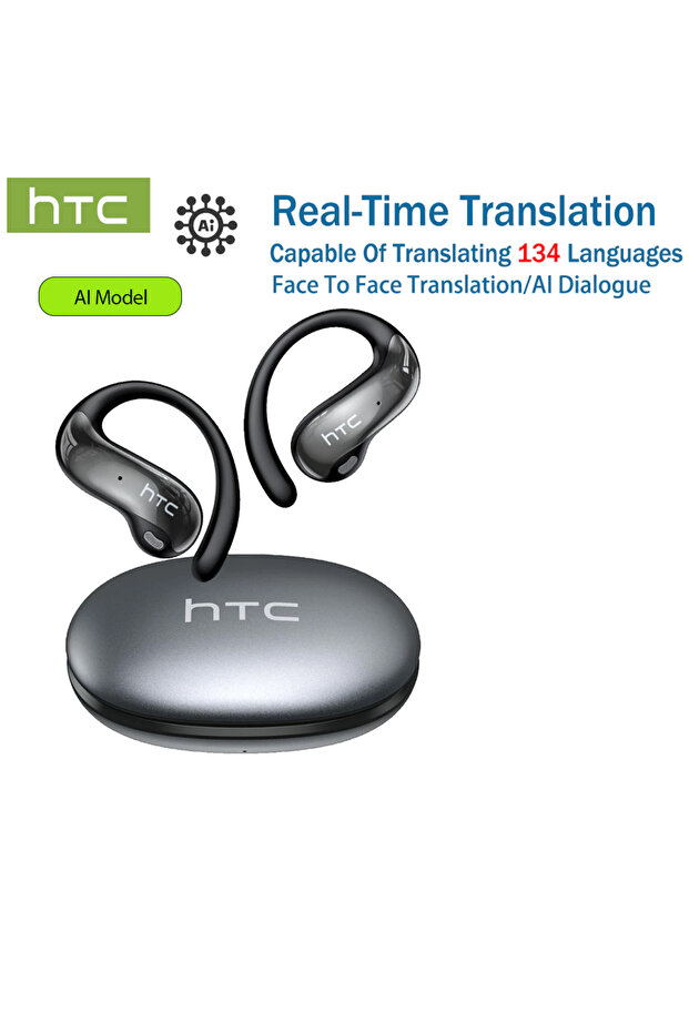 Grey-AI HTC Original NE19 AI Translate Bluetooth Earphones OWS Open Ear Business Travel Wireless Hea