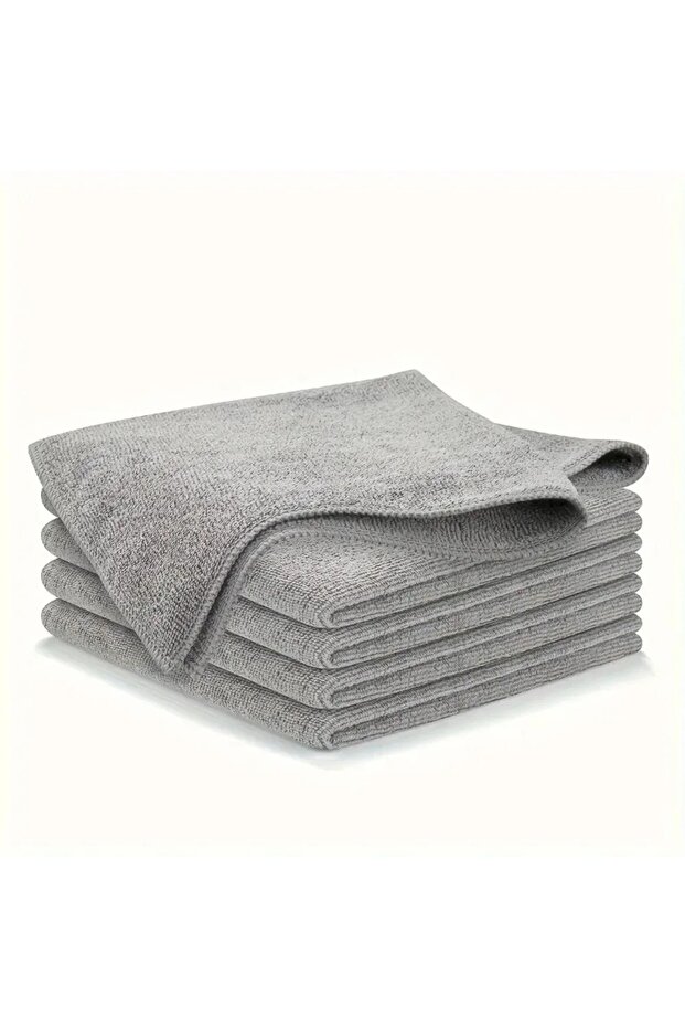 5pcs Light Gray Cleaning Cloth Set, with Highly Absorbent, Soft and Stain-Removing Fabric