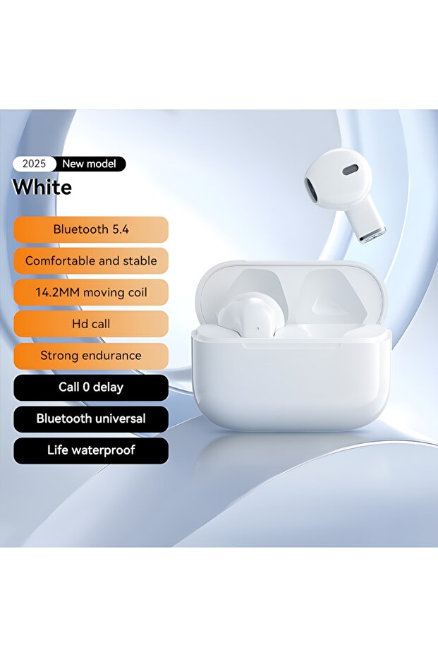 PRO5S White New Short Handle Bluetooth In-ear Headphone HD Call Game Low Delay Touch HiFi Subwoofer