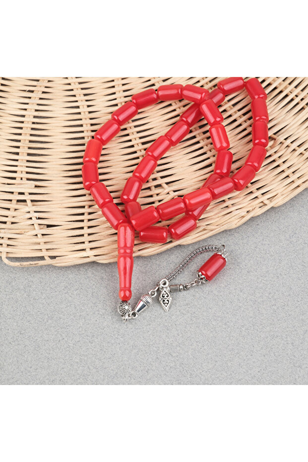 Squeeze Amber Alpaca Tassel Capsule Cut 7X12Mm Prayer Beads - Matte Red