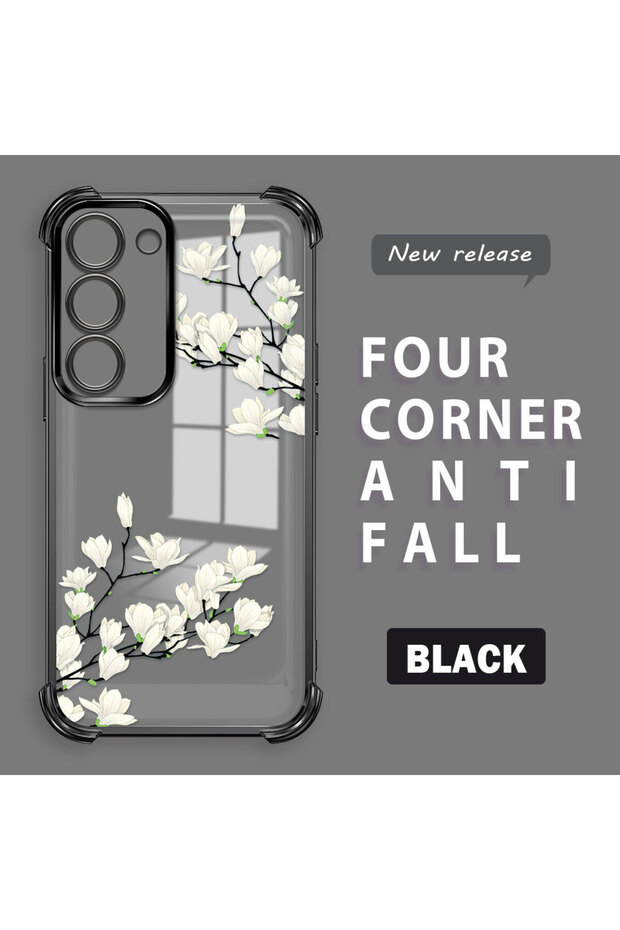Samsung Galaxy S23 Compatible Transparent Back Four Corners Reinforced Impact Protection Silicone Case