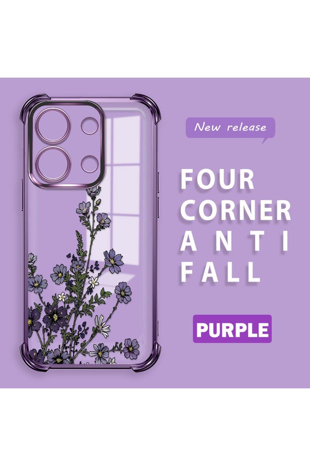 Xiaomi Redmi Note 13 4g Compatible Transparent Back Four-Corner Reinforced Impact Protection Silicone Case