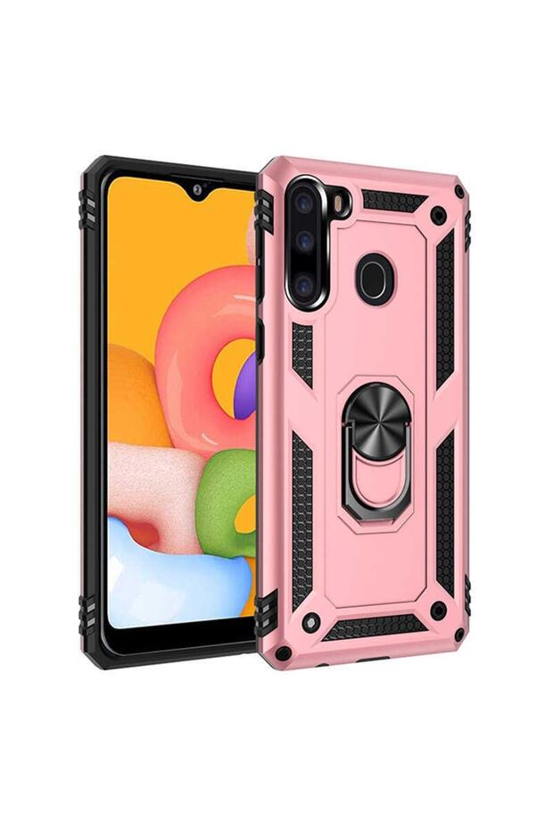 Samsung Galaxy A21 Case Ultra Protection Shock Absorbing Tank Rugged Very Rugged Silicone Cover-Rose Gold